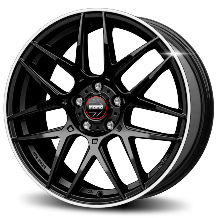 Momo Competizione Glossy Black Polished Lip 7,5x17 5x112 ET45 CB72,3 6